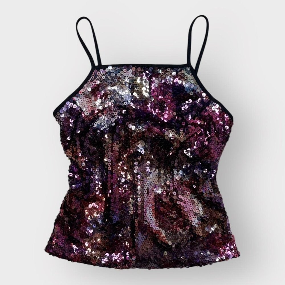 Black Sequin Cami Top – Party Y2K